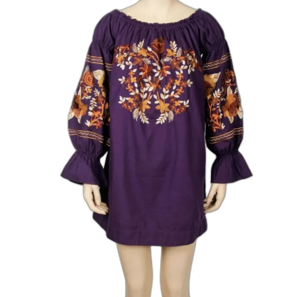 Free People Fleur De Jour Cotton Embroidered Mini Dress - Size XS - NWT